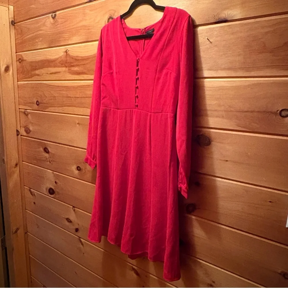 Ann Taylor Red Long Sleeve A-Line Dress NWT